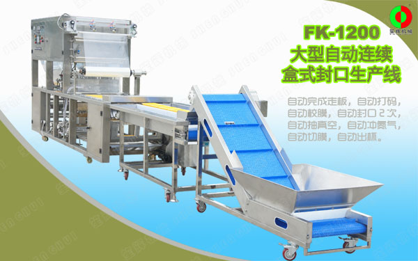 客戶定制大型盒式真空包裝封口生產(chǎn)線順利測試完畢準(zhǔn)備出貨！